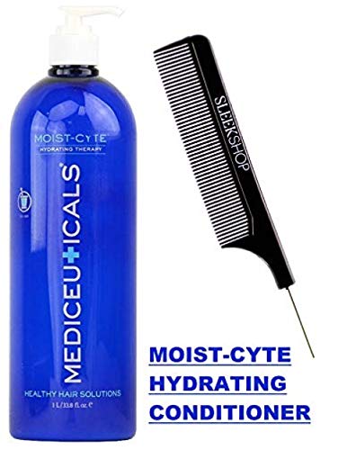 Therapro Mediceuticals Moist-Cyte Hydrating Therapy Conditioner (W/ Sleek Steel Pin Tail Comb) Creates Tremendous Volume, Texture, Strength And Shine (33.8 Oz / 1000 Ml - Large Liter Size) #TOP1
