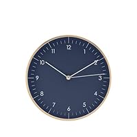 LUUK LIFESTYLE Modern Wall clock silent in Blue Dial with Gold frame (24 cm), Minimalist design, Gift for housewarming, Decoration for Kitchen, Living room, Office, Bedroom, Bathroom, Classic Analog