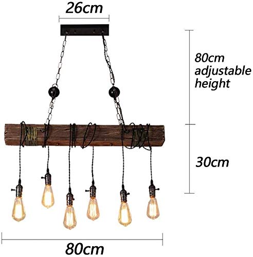Chandelier suspendu reglable 6*E27 pour un eclairage retro industriel - 7