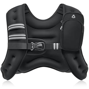 ZELUS Weighted Vest, 3.6/5.4/7.3/9.1/11.4/13.6 kg Weight Vest for Men and Women, Body Weight Vest with Reflective Stripe & Armband Pouch for Home Gym Strength Training Weight Loss Workout