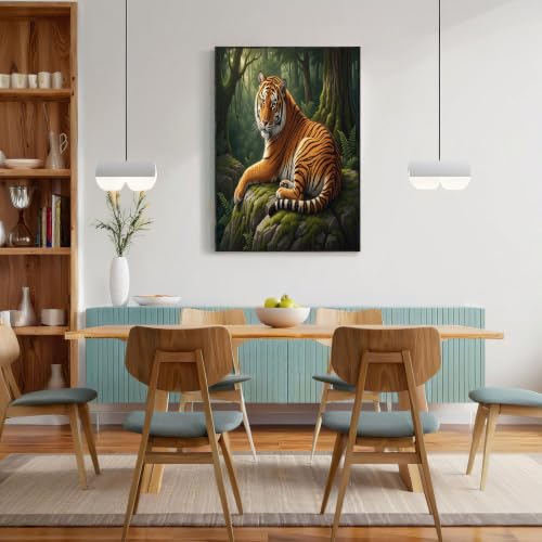 Toile tigre rochers moussus grand format pour habiller un mur vide