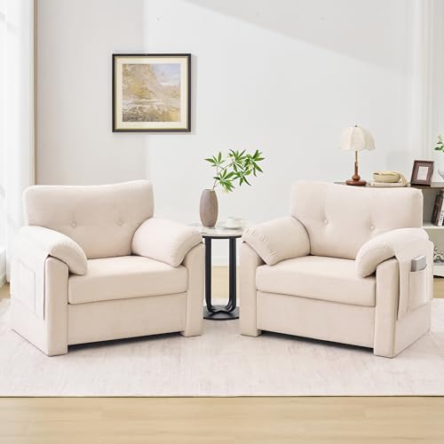 Image of Howjoe Accent Chair for Living Room, Oversized Reading Armchair, Lvory