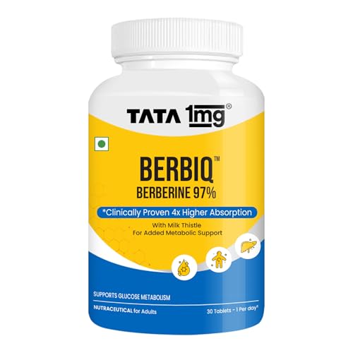 Image of Tata 1mg Berbiq Berberine 97% Capsules | Supports Glucose Metabolism | Clinically Proven Higher Absorption | With Milk Thistle | 30 Capsules