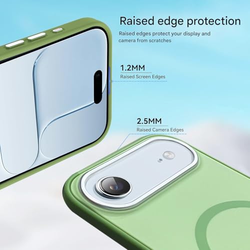 Image of VONZEE Magnetic for iPhone 17 Air Case (2025)(Compatible with MagSafe)(Military Grade Drop Protection) Matte Shockproof with Anti-Fingerprint Phone Cover, 6.6''|Green