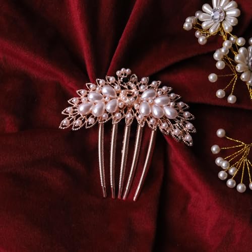 Image of BellaStella Premium Rhinestone Flower Hair Comb Hairpin Hair Dressing For Wedding Prom (Pack of 5) (White)