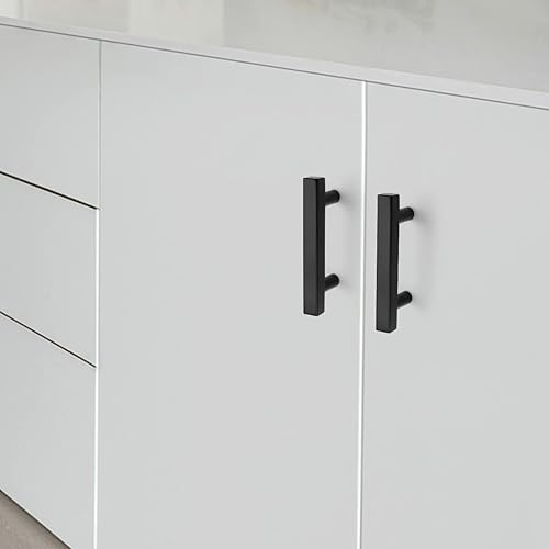 Miniatura 6 de Probrico Paquete de 10 manijas de gabinete, color negro, 2-12 pulgadas (2.520 in), barra cuadrada en T, manijas de gabinete de cocina, tiradores de
