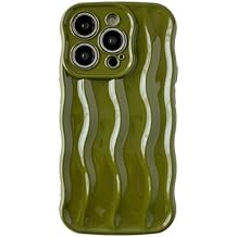 Caseative for iPhone 15 Pro Case,Water Ripple Pattern Curly Wave Frame Soft Phone Case Green