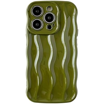 Caseative for iPhone 15 Pro Case,Water Ripple Pattern Curly Wave Frame Soft Phone Case (Green)