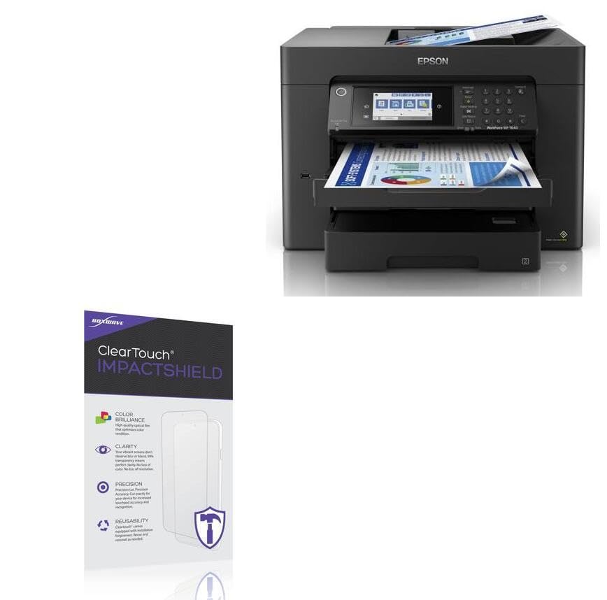 BoxWave Screen Protector Compatible With Epson WorkForce Pro WF-7840 - ClearTouch ImpactShield (2-Pack), Impenetrable Screen Protector Flexible Film