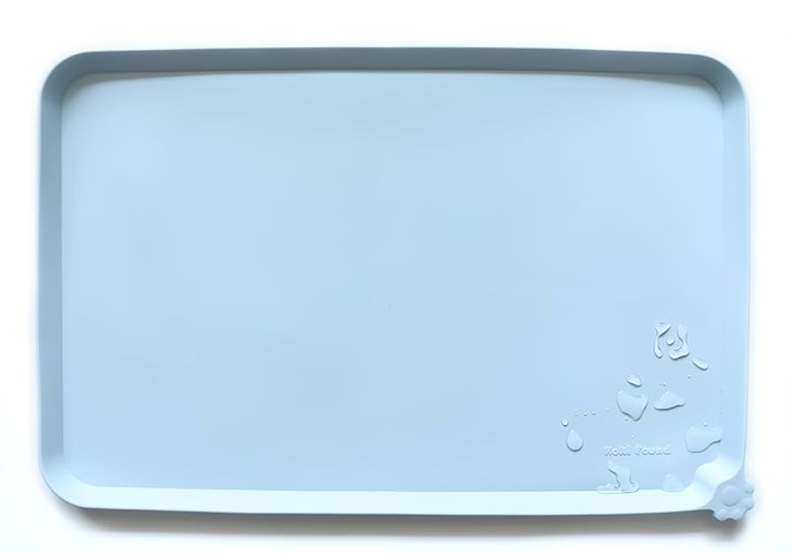 Hoki Found L Silicone Non Slip Pet Dog Cat Bowl Mats - Placemat - Feeding Mat - Waterproof - For Carpet - Frost