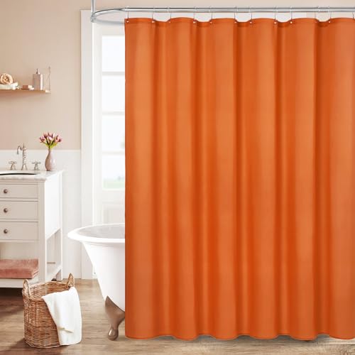 MitoVilla Orange Fabric Shower Curtain Liner Burnt Orange Simple Shower Curtain or Liner for Terracotta Bathroom Decor Waterproof Cloth & Machine Washable 72 W x 72 H