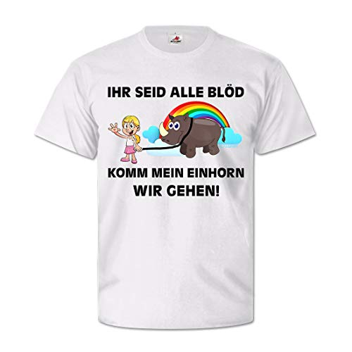 T-shirt humour licorne allemand blöd blanc XL pour homme et femme