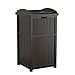 Suncast 33 Gallon Can Resin Outdoor Trash Hideaway with Lid Use in Backyard, Deck, or Patio, Brown