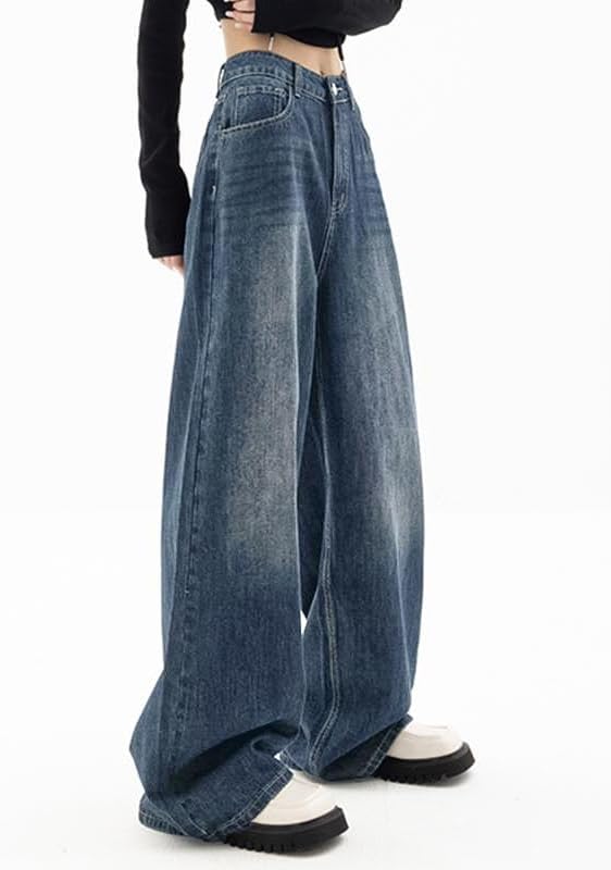 EMMIOL Women Baggy Jeans Mid-Low Waist Boyfriend Streetwear Vintage Jeans Wide Leg Denim Pants - Image 5