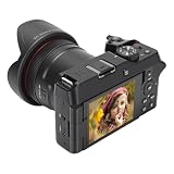 Cámara Digital 5K 72MP Pantalla Abatible 270° Cámara de Vídeo WiFi con Zoom óptico 12x para Toma de Vlog, ABS, Componentes Electrónicos
