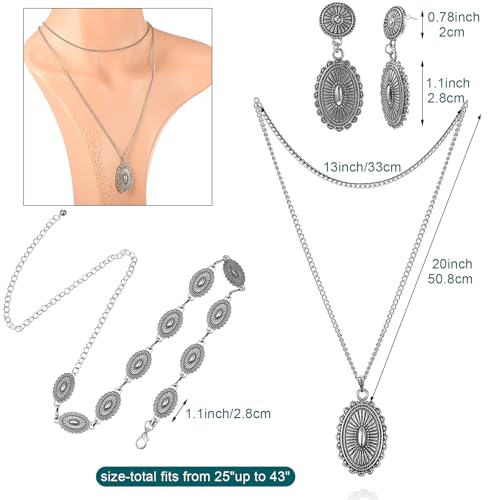 Haysandy 4 Pcs Western Jewelry Set for Women 47.24 Inch Silver by Haysandy - Used condition - Image 2