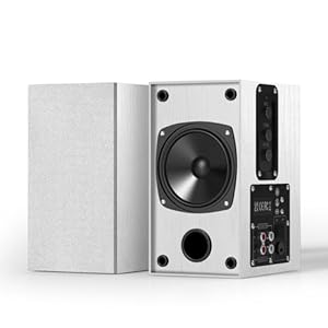 Elimavi Active Bookshelf Speakers, 30W X 2 Computer Speaker With 4 Inch Woofer, External TV Speakers With 3.5-RCA Input For PC and Home Surround Sound - White