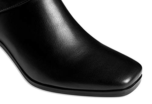 Ann Creek Women's 'Jumas' Classic Knee-High Riding Boots Square Toe Chunky Heel Crisscross Buckle Straps Black Block Heel Tall Boots For Women Faux Leather Fashion Casual Wide Calf Boots Ladies Black 10 #TOP4