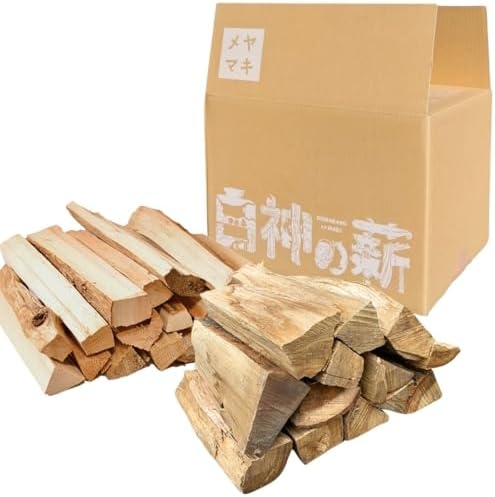 【メヤマキ】 白神の薪 焚き火用 広葉樹薪 ＋針葉樹薪セット計16kg 長さ35cm 【美しく燃える上質な薪】 青森県産 宅配13...