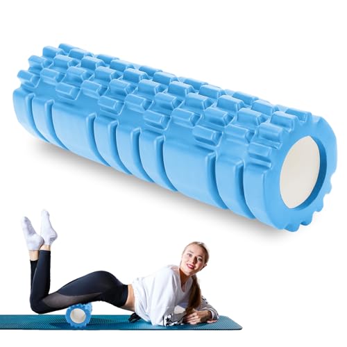 OAKENCREST Rodillo para Masajes Musculares, Fitness Foam Roller, Rodillo Masajeador, Cilindro de Espuma para Fitness, Terapia con Foam Roller, Rodillo de Pilates y Yoga 30×8cm (Azul claro)
