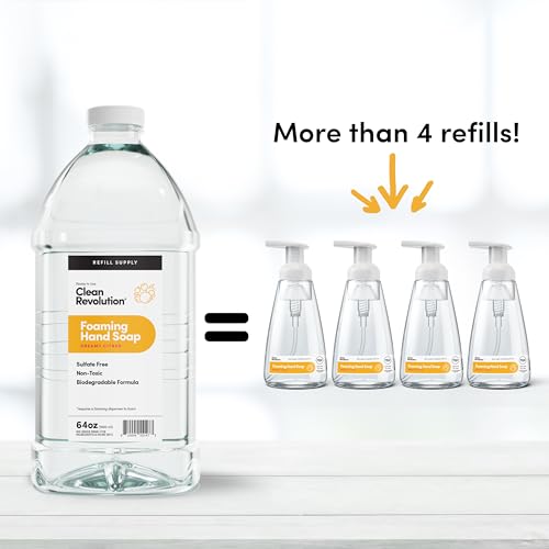 Image of Clean Revolution Foaming Hand Soap Refill with Real Essential Oils, Moisturizing Sulfate-Free Hand Soap, Ready-to-Use Foam Soap Refill for Kitchen & Bathroom (Dreamy Citrus) 64 Fl Oz