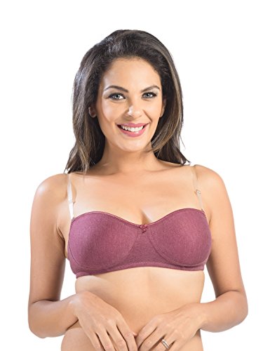 Image of SONARI Ell 18 Womens T-Shirt Bra | Double Layered, Adjustable and Removable Bra Straps, Hook and Eye Closure, Non-Wired, Soft Cotton Spandex Material (Free Transparent Straps)