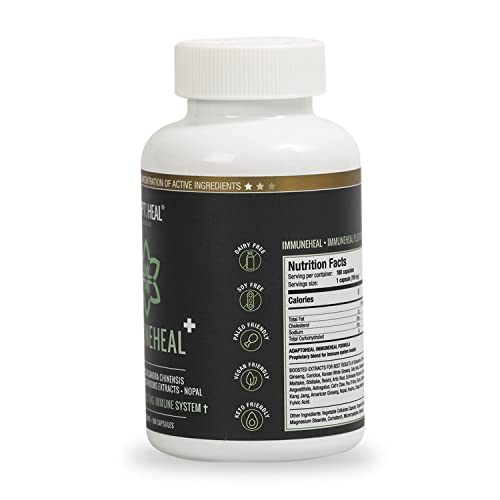 Adaptoheal Immuneheal – Adaptogen, Immune System Booster Supplement With Schisandra Chinensis, Ginseng And Mushroom Extract (180 Capsules) #TOP3