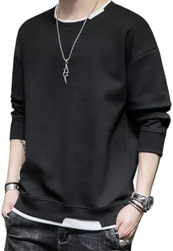 （16:00時点） [foveitaa] Tシャツ メンズ パーカー 長袖 ゆったり シルエット プルオーバー トレーナー トップス カジュアル おしゃれ 大きい サイズ 春秋服 black L