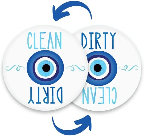 Evil Eye Home Decor Clean Dirty Dishwasher Magnet for Women Blue Evil Eye Turkish Greek Good Luck Charms Decor for Kitchen, Big Eye Protection for Kitchen Home - Mal de Ojo Room Decorations