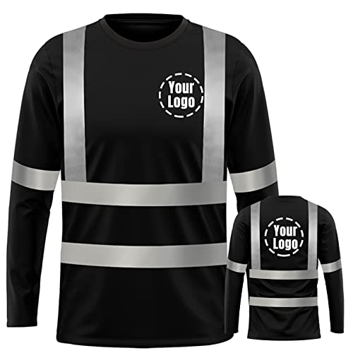 YOWESHOP Reflective Safety Long Sleeve Shirt-High Visibility Custom Work Shirts for Men?Black6 L