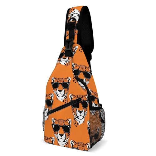 Sac de poitrine léopard pour hommes et femmes, sling bag de randonnée et cyclisme
