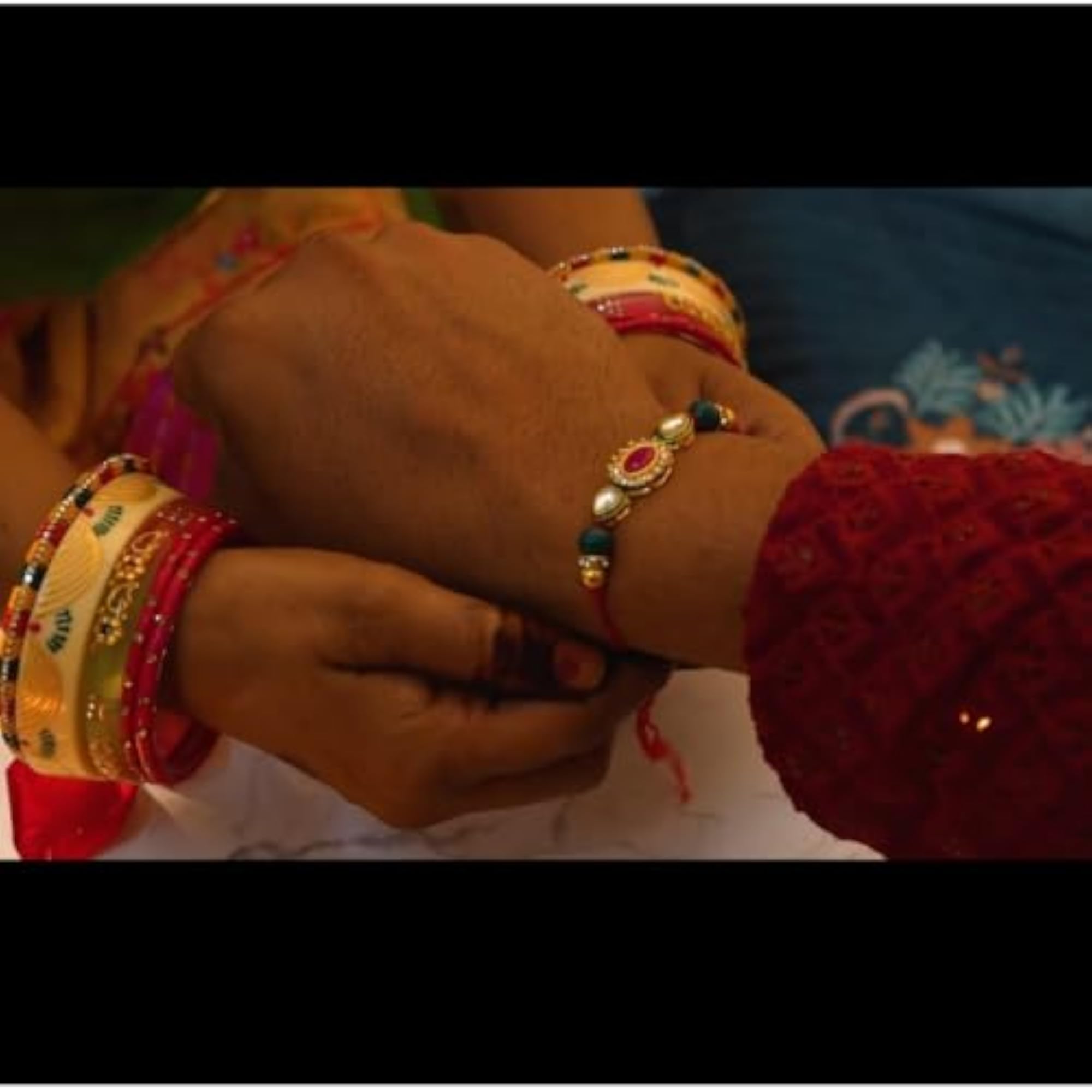 Kundan Stone Work Pair Rakhi Set with Roli Chawal Kit