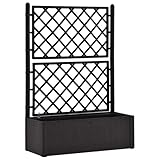 vidaXL Garten Hochbeet mit Spalier Selbstbewässerungssystem Rattan-Design Gartenspalier Blumenkübel Pflanzkasten Rankgitter Rankhilfe Anthrazit