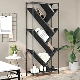 Générique Libreria design albero nero 79 x 30 x 180 cm, scaffale grande capacità in legno di ingegneria e metallo, mobile portaoggetti libri con telaio robusto e 4 gambe regolabili