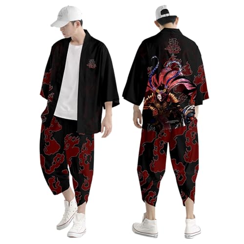 Kimono homme yukata imprimé et pantalon pour un style japonais décontracté à la maison