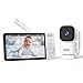 GHB Babyphone mit Kamera 5 Zoll 720P HD Display mit bis zu 168h Akkulaufzeit im VOX Bewegungserkennung Split-Screen-Anzeige Nachtsicht 4X Zoom Schwenkbar