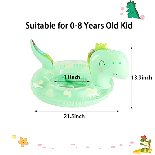 2023 New Baby Swimming Pool Floats For Toddler Kids 0-8 Years Under 44Lb, Inflatable Swim Ring Water Raft With Seat And Handle For Summer Beach Outdoor Children Infant Bath Toys (Green Dinosaur) #TOP2