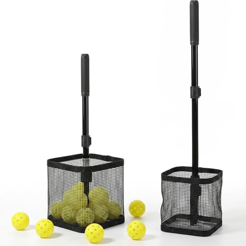 Conderyang Pickleball Picker Upper 20+ Balls Pickleball Retriever with Telescopic Handle Ball Hopper Storage Basket Pickleball Accessories for Coaches Players Training Court Practice