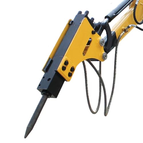 Mini Excavator Hydraulic Hammer Breaker, Replacement Part, High-Performance Demolition Tool with 2 Chisels, Nitrogen Kit & Hydraulic Hoses for Concrete