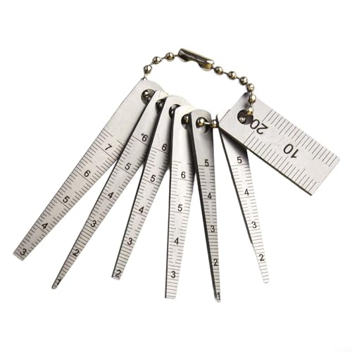 Stainless Steel Gap Gauge Set with Tapered Rulers for Precise Measurement, Pocket Size 20mm Thickness, 1-5mm to 3-7.5mm Range, Clear Markings, 7-Piece Tool Kit for Industrial Use