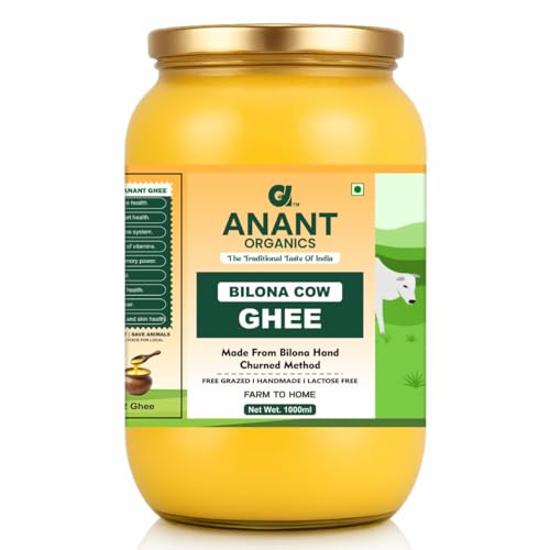 Image of Anant Organics Bilona Cow Hand Churned Vedic Method A2 Cow Milk Ghee Glass Bottle 1L