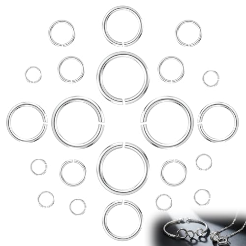 20Pcs 925 Sterling Silver Jump Rings 6mm 5mm 4mm 3mm Small Necklace Jewelry Clasp Open Split Rings for Necklace Bracelet Earring Charm Connector Jewelry Making Supplies (Silver)