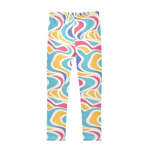 Colorful Waves Kids Girl's Active Leggings Soft Full Length Lounge Pants Sports