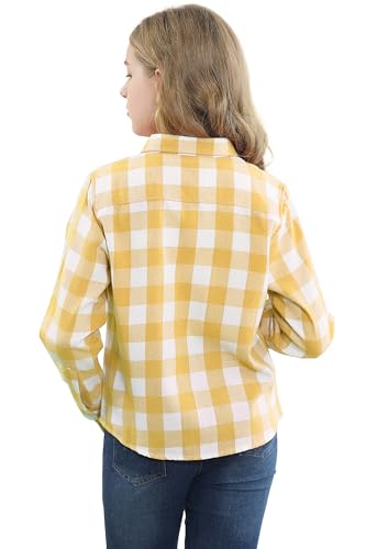 Image of SANGTREE Women and Girls Long Sleeve Flannel Casual Button Down Plaid Shirt