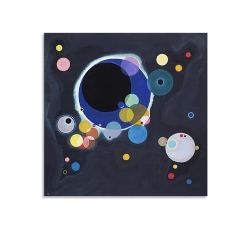 Cercles de Kandinsky tableau abstrait 60x60 pour illuminer un bureau contemporain
