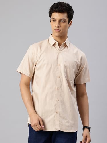 Image of Majestic Man Men's Pure Cotton Dobby Weave Checks Slim Fit Half Sleeve Casual Shirt