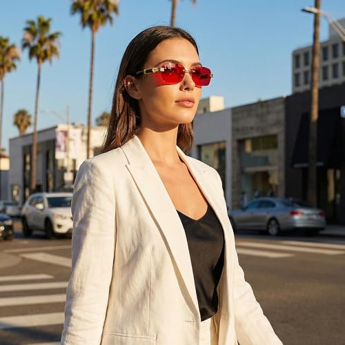 Image of COASION Fashion Rimless Frameless Sunglasses for Women Men Y2k Retro Sun Glasses Square Tinted Glasses