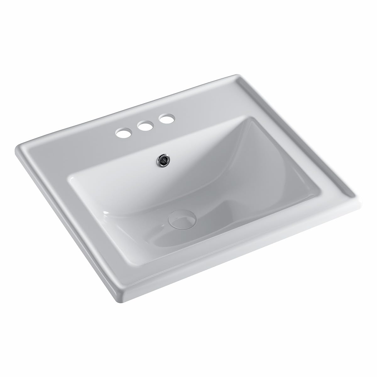 Oaker 6574-43 Rectangular 20" Drop in Bathroom Sink With Overflow, White Glazed Vitreous China Drop in Lavatory cUPC Certified Vanity Sink