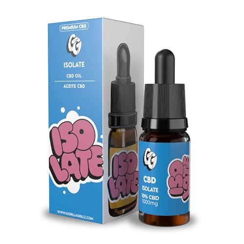 Gorilla Grillz Huile CBD 10% isolée | Puissance maximale 10 ml | Pureté maximale | 0% THC | Huile biologique et testée en laboratoire | Certifié CPNP (10ml, 10% CBD)