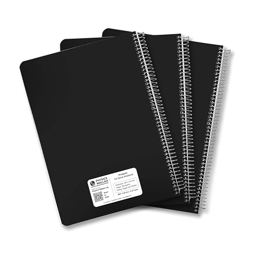 Image of Physics Wallah A4 Size 300 Pages 6 subject Spiral Binding Notebook set of 3| Ruled Register Notebooks for Students & Office | Plastic cover Spiral Register for Writing & Note-Taking
